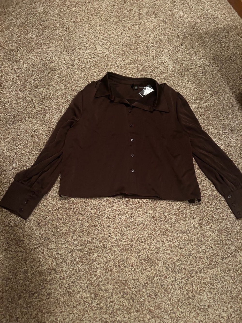 VERSONA long sleeve chocolate brown blouse